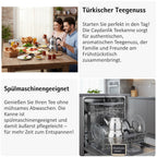 Caydanlik Teekanne Edelstahl 2-stöckig – Türkischer Teekocher induktionsgeeignet – mit Teegläsern oder nur Kanne