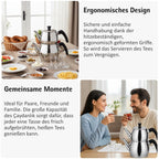 Caydanlik Teekanne Edelstahl 2-stöckig – Türkischer Teekocher induktionsgeeignet – mit Teegläsern oder nur Kanne