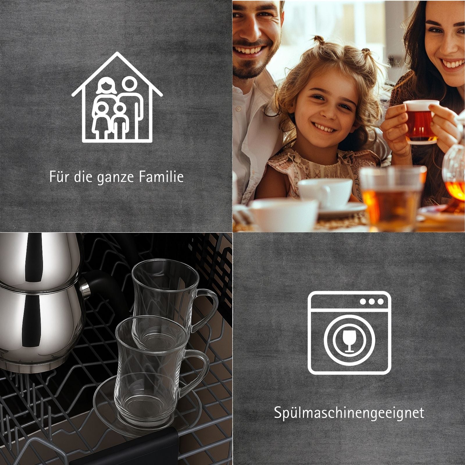 Caydanlik Teekanne Edelstahl 2-stöckig – Türkischer Teekocher induktionsgeeignet – mit Teegläsern oder nur Kanne