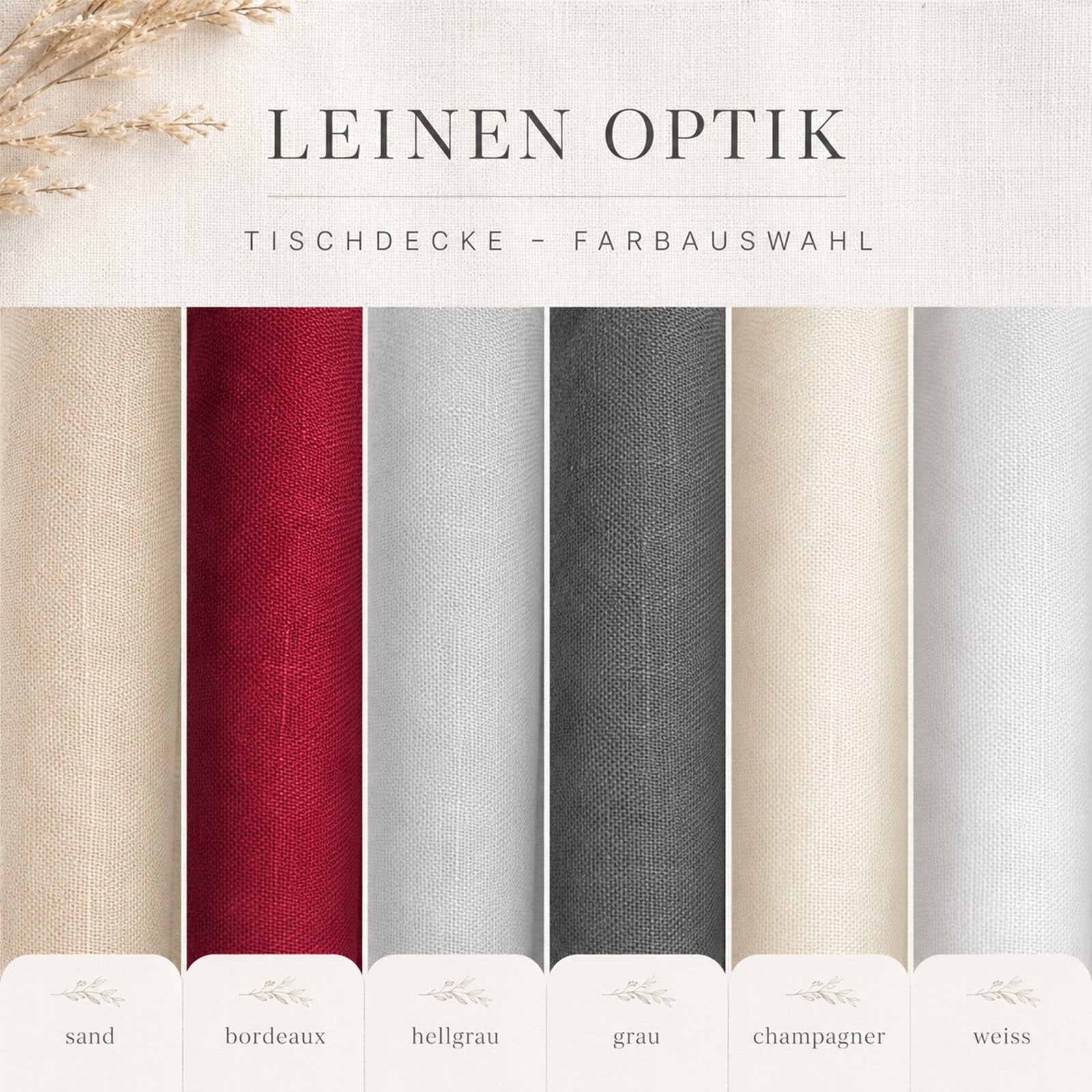 Tischdecke Gartentischdecke Leinen-Optik eckig rund oval mit Fleck-Schutz wasserabweisend easy-clean Effekt