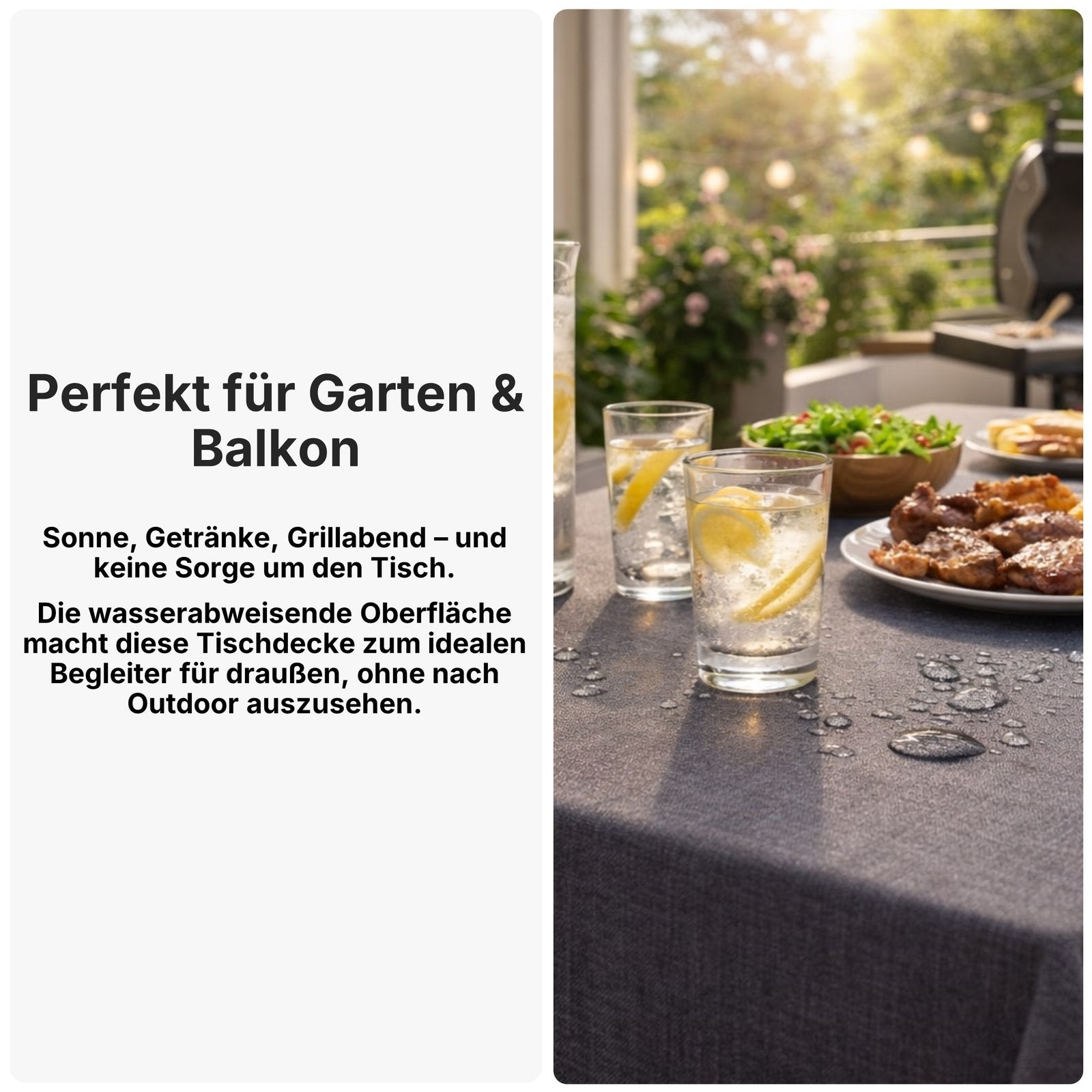 Tischdecke Gartentischdecke Leinen-Optik eckig rund oval mit Fleck-Schutz wasserabweisend easy-clean Effekt