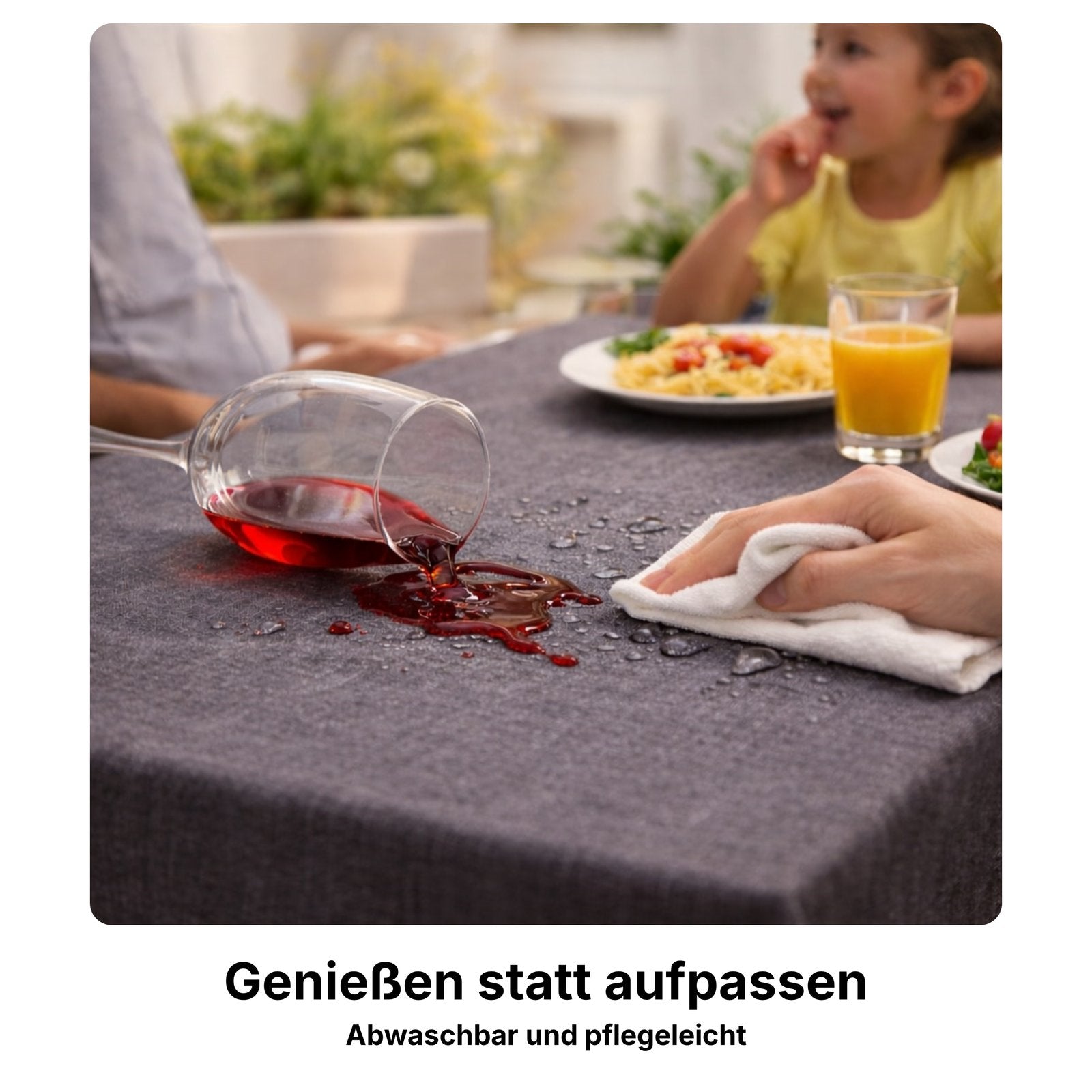 Tischdecke Gartentischdecke Leinen-Optik eckig rund oval mit Fleck-Schutz wasserabweisend easy-clean Effekt