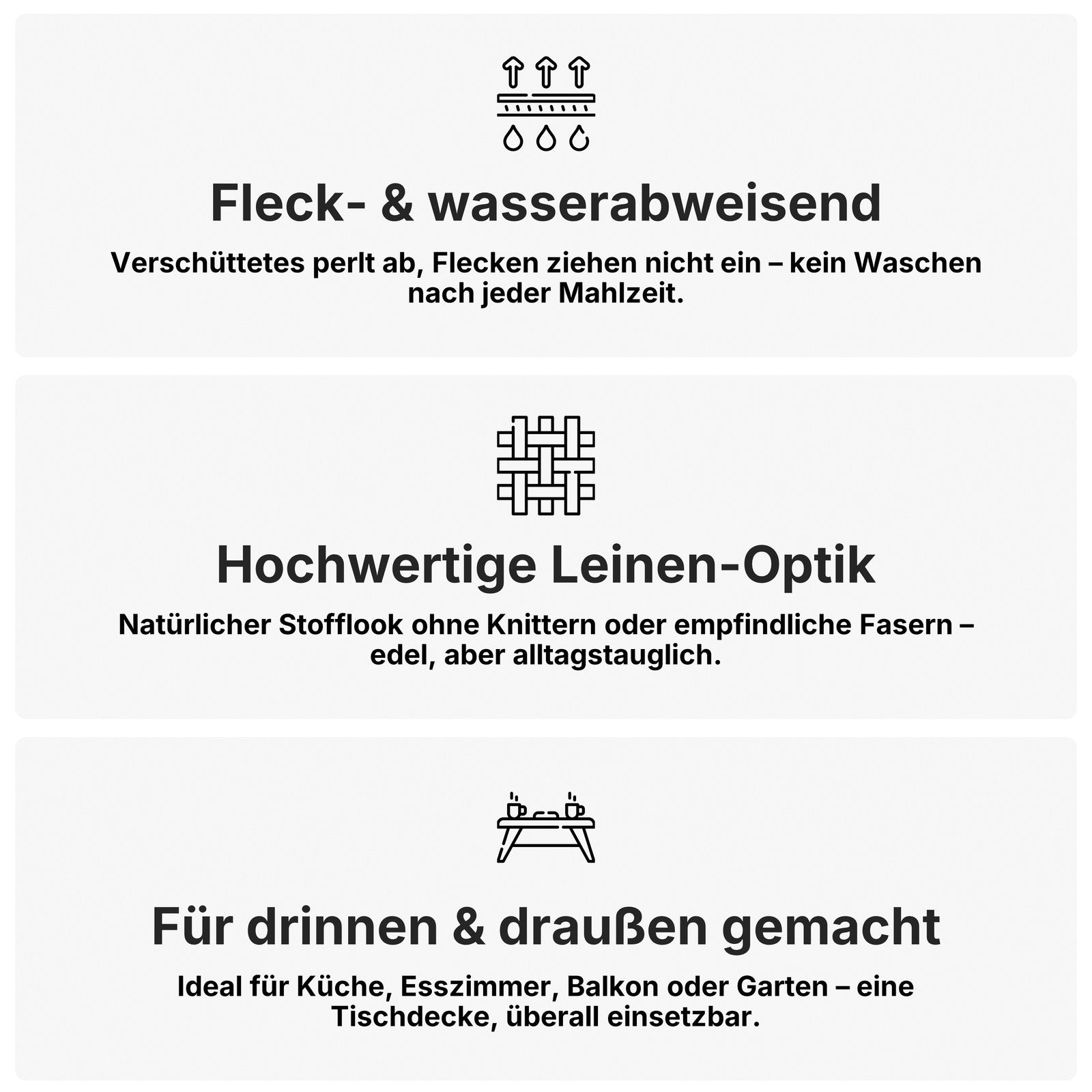 Tischdecke Gartentischdecke Leinen-Optik eckig rund oval mit Fleck-Schutz wasserabweisend easy-clean Effekt