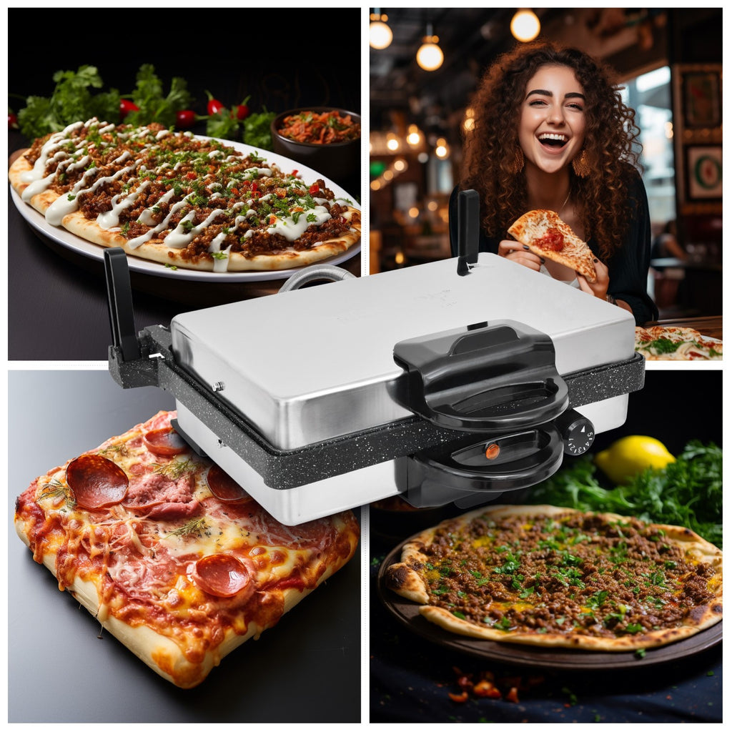 Neudorf Lahmacun Makinesi Multigrill 2000W | Elektro Kontaktgrill & Toaster mit Antihaftbeschichtung – Vielseitig für Lahmacun, Pizza, Fleisch & Gemüse