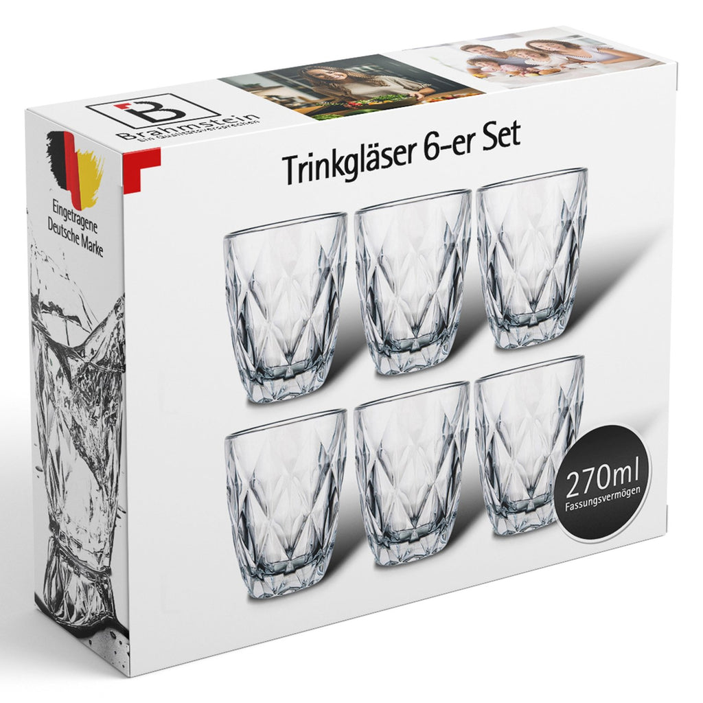Premium Trinkgläser Set, 270 ml Elegante Wassergläser und Saftgläser, Ästhetische Drinking Glasses, Spülmaschinenfest, Ideal für Wasser und Saft