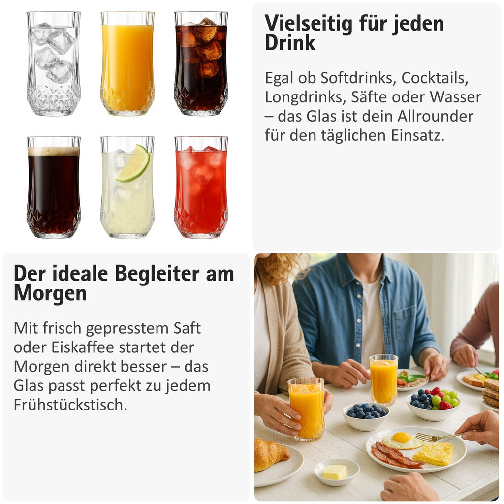Trinkgläser Set – Wassergläser im Ananas Design – 310 ml Kristalloptik Gläser für Wasser, Saft, Longdrinks & Cocktails – Spülmaschinengeeignet & robust