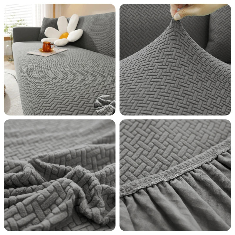 Jacquard Sofaüberwurf Stretch – Elastischer Sofabezug 1–5 Sitzer | Waschbar & Rutschfest