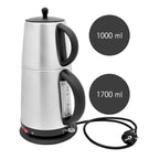 Teekocher Elektrischer Teebereiter 2-Stöckig Warmhaltefunktion Caymatik Wasserkocher mit Sieb 2200 Watt 2,7 Liter