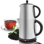 Teekocher Elektrischer Teebereiter 2-Stöckig Warmhaltefunktion Caymatik Wasserkocher mit Sieb 2200 Watt 2,7 Liter