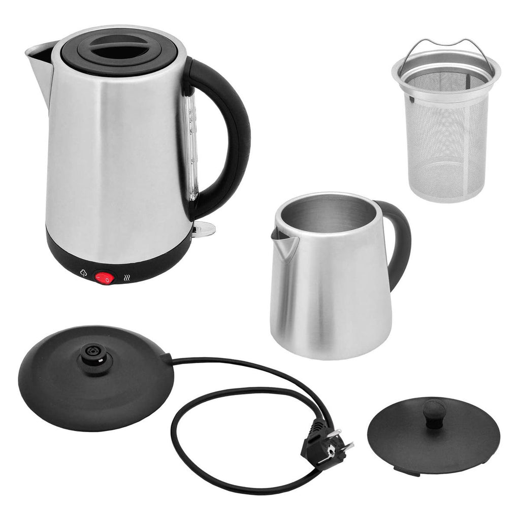 Teekocher Elektrischer Teebereiter 2-Stöckig Warmhaltefunktion Caymatik Wasserkocher mit Sieb 2200 Watt 2,7 Liter