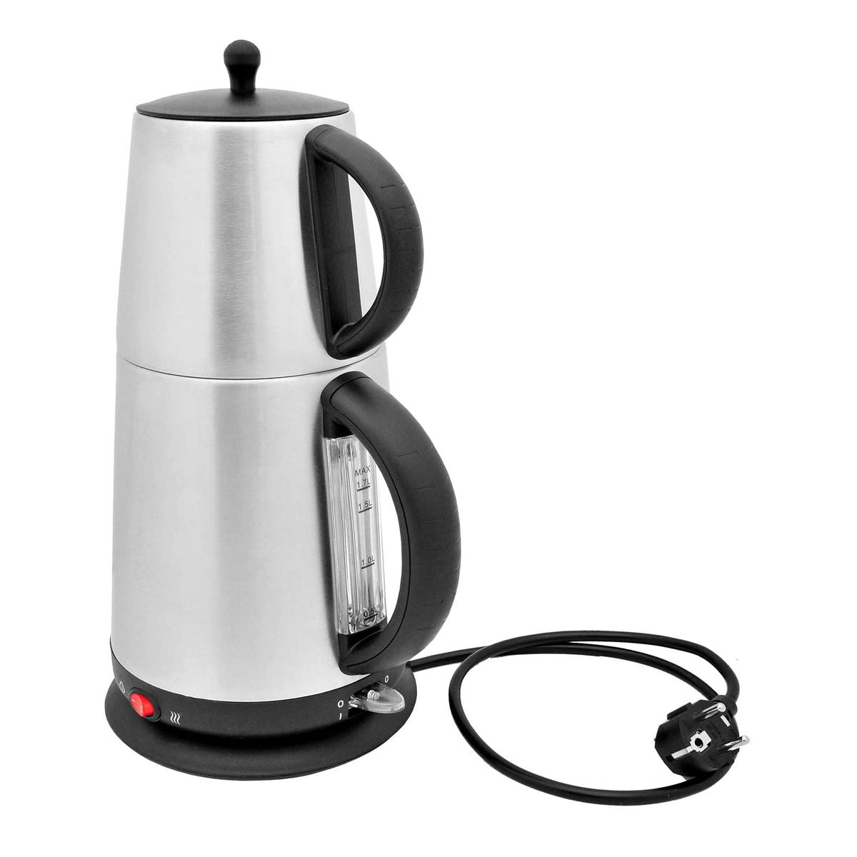 Teekocher Elektrischer Teebereiter 2-Stöckig Warmhaltefunktion Caymatik Wasserkocher mit Sieb 2200 Watt 2,7 Liter