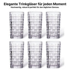 Trinkgläser Set, 330 ml Elegante Wassergläser und Saftgläser, Ästhetische Drinking Glasses, Spülmaschinenfest Flechtmuster
