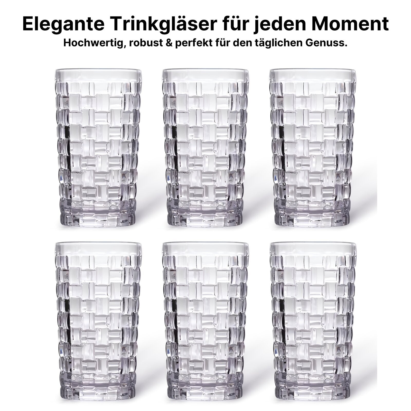Trinkgläser Set, 330 ml Elegante Wassergläser und Saftgläser, Ästhetische Drinking Glasses, Spülmaschinenfest Flechtmuster