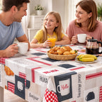 Wachstuch Tischdecke abwaschbar – pflegeleicht & wasserdicht – PVC mit Vliesrücken - Frühstück hell