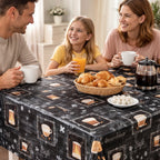 Wachstuch Tischdecke abwaschbar – pflegeleicht & wasserdicht – PVC mit Vliesrücken - Kaffee Kuchen schwarz