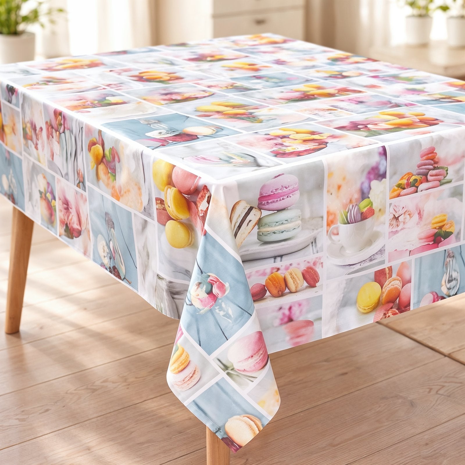 Wachstuch Tischdecke abwaschbar – pflegeleicht & wasserdicht – PVC mit Vliesrücken - Macarons
