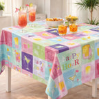 Wachstuch Tischdecke abwaschbar – pflegeleicht & wasserdicht – PVC mit Vliesrücken - Party bunt
