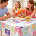 Wachstuch Tischdecke abwaschbar – pflegeleicht & wasserdicht – PVC mit Vliesrücken - Party bunt