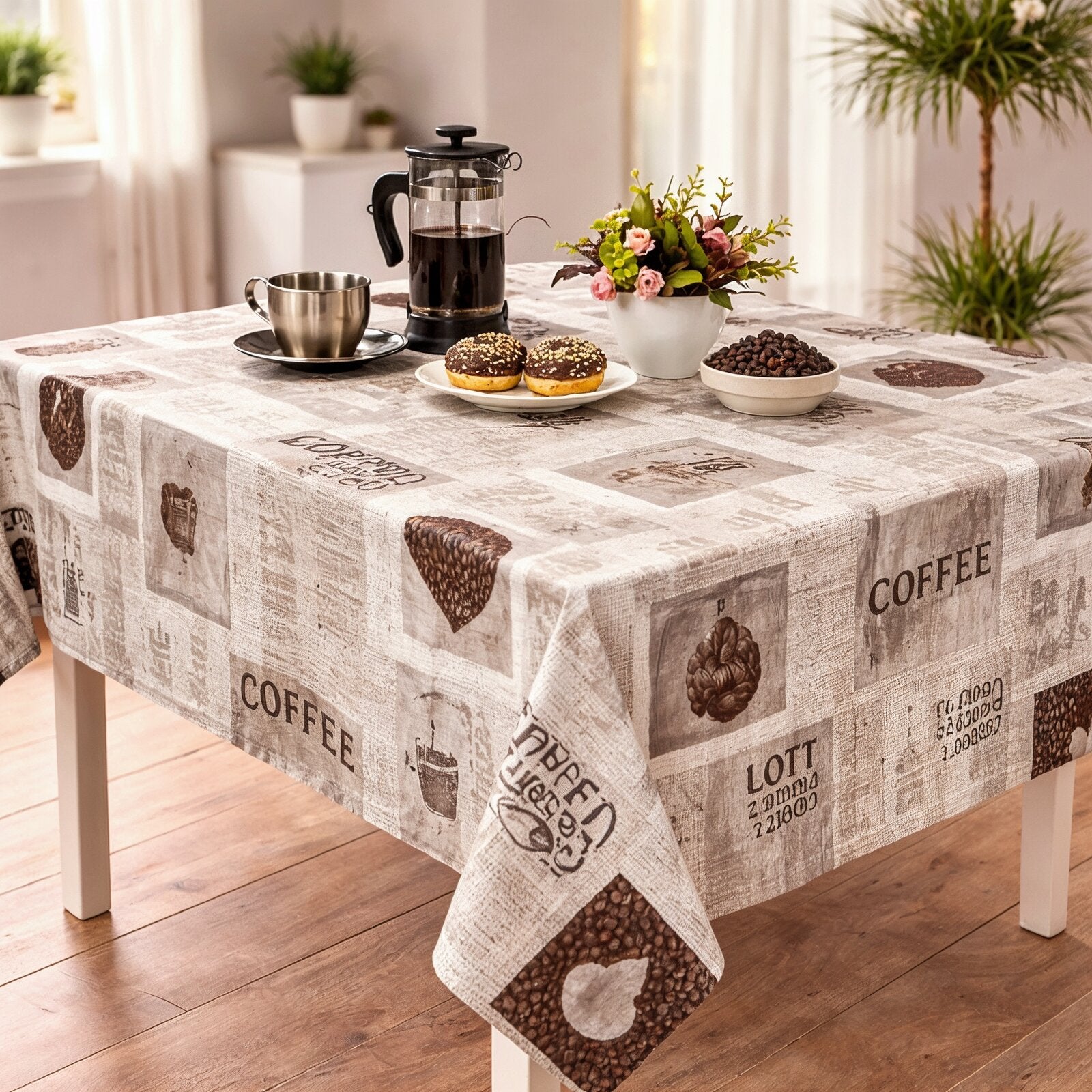 Wachstuch Tischdecke abwaschbar – pflegeleicht & wasserdicht – PVC mit Vliesrücken - Kaffeesack Vintage