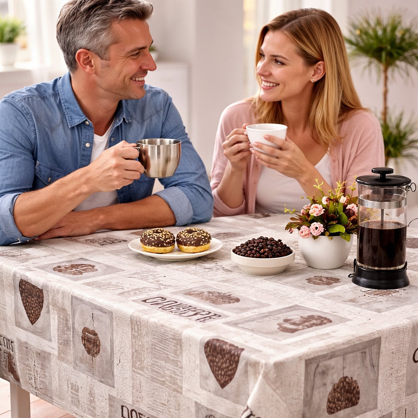 Wachstuch Tischdecke abwaschbar – pflegeleicht & wasserdicht – PVC mit Vliesrücken - Kaffeesack Vintage