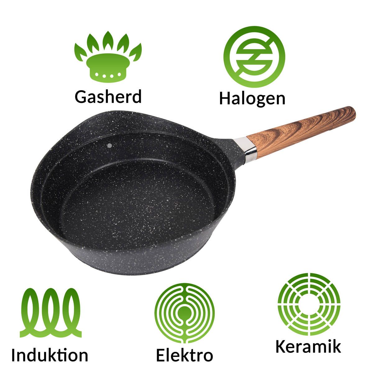 Topfset Pfannenset Kochtopf Kochtopfset 19-Teilig Antihaftbeschichtung Töpfe alle Herdarten induktionsgeeignet "Nero-Black"