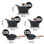 Topfset Pfannenset Kochtopf Kochtopfset 19-Teilig Antihaftbeschichtung Töpfe alle Herdarten induktionsgeeignet "Nero-Black"