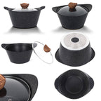 Topfset Pfannenset Kochtopf Kochtopfset 19-Teilig Antihaftbeschichtung Töpfe alle Herdarten induktionsgeeignet "Nero-Black"