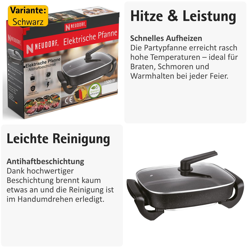 Partypfanne elektrisch Multifunktionspfanne Elektropfanne Elektrischepfanne Warmhalter Warmhalte PfanneXXL Elektrische Multipfanne