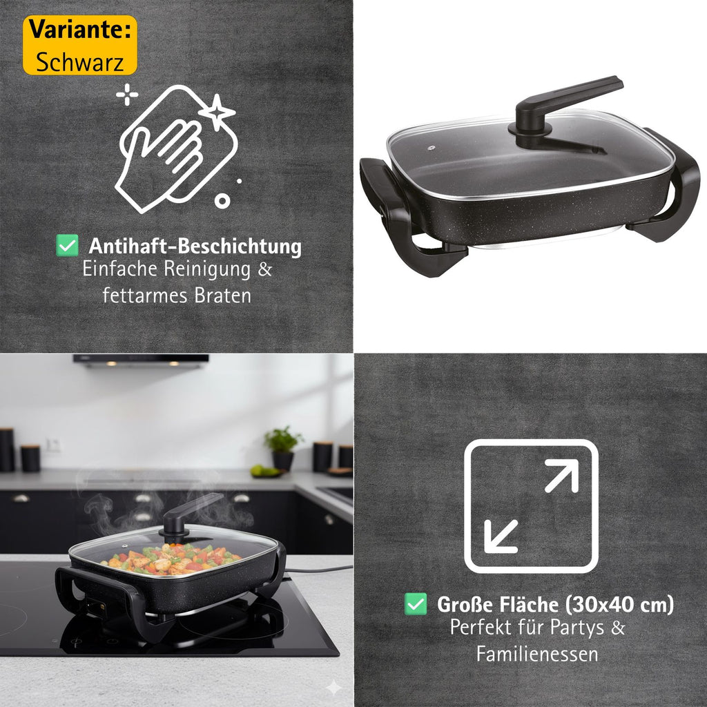 Partypfanne elektrisch Multifunktionspfanne Elektropfanne Elektrischepfanne Warmhalter Warmhalte PfanneXXL Elektrische Multipfanne