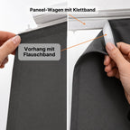 Schiebevorhang blickdicht 2er-Set mit Klettband – Moderner Flächenvorhang waschbar & pflegeleicht