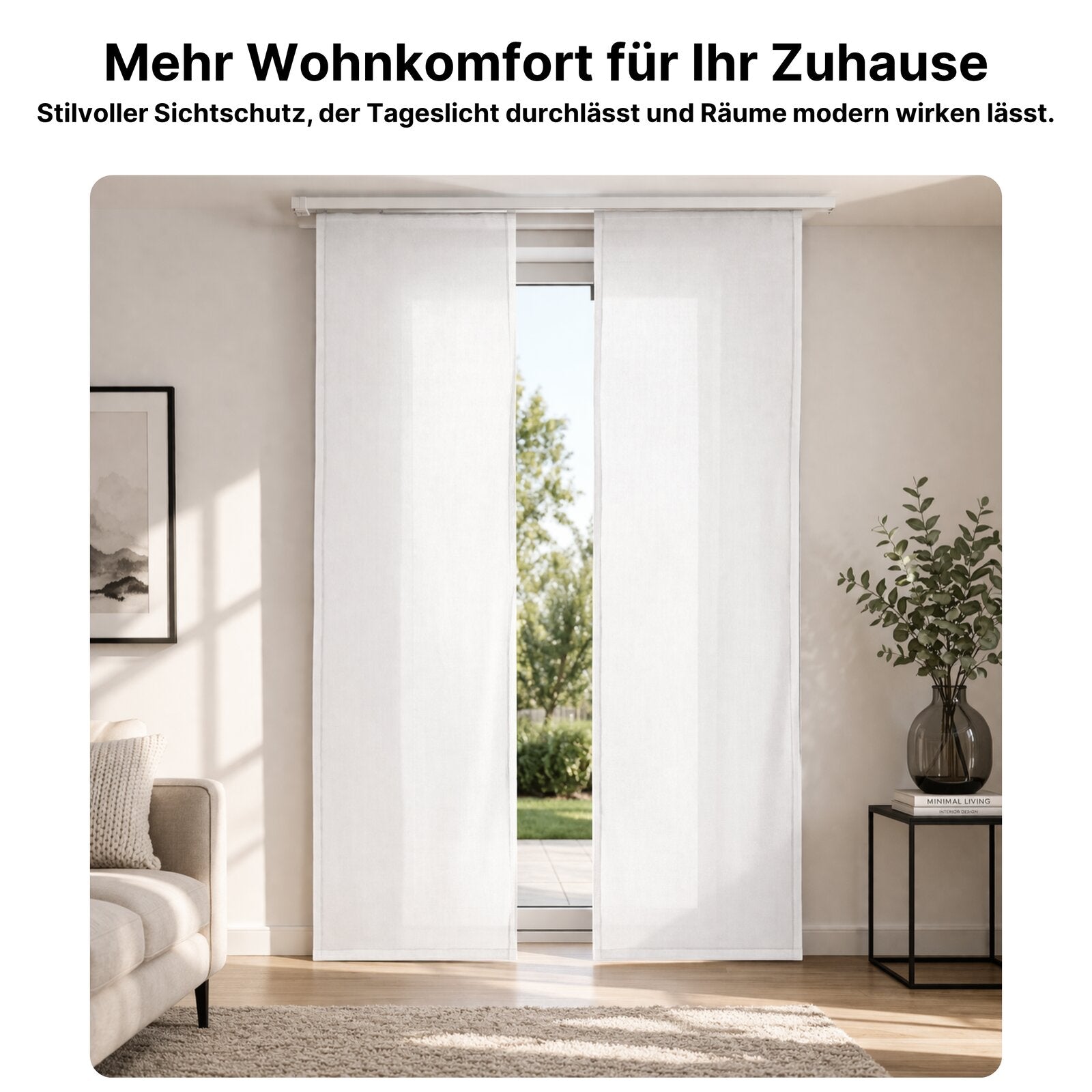 Schiebevorhang blickdicht 2er-Set mit Klettband – Moderner Flächenvorhang waschbar & pflegeleicht