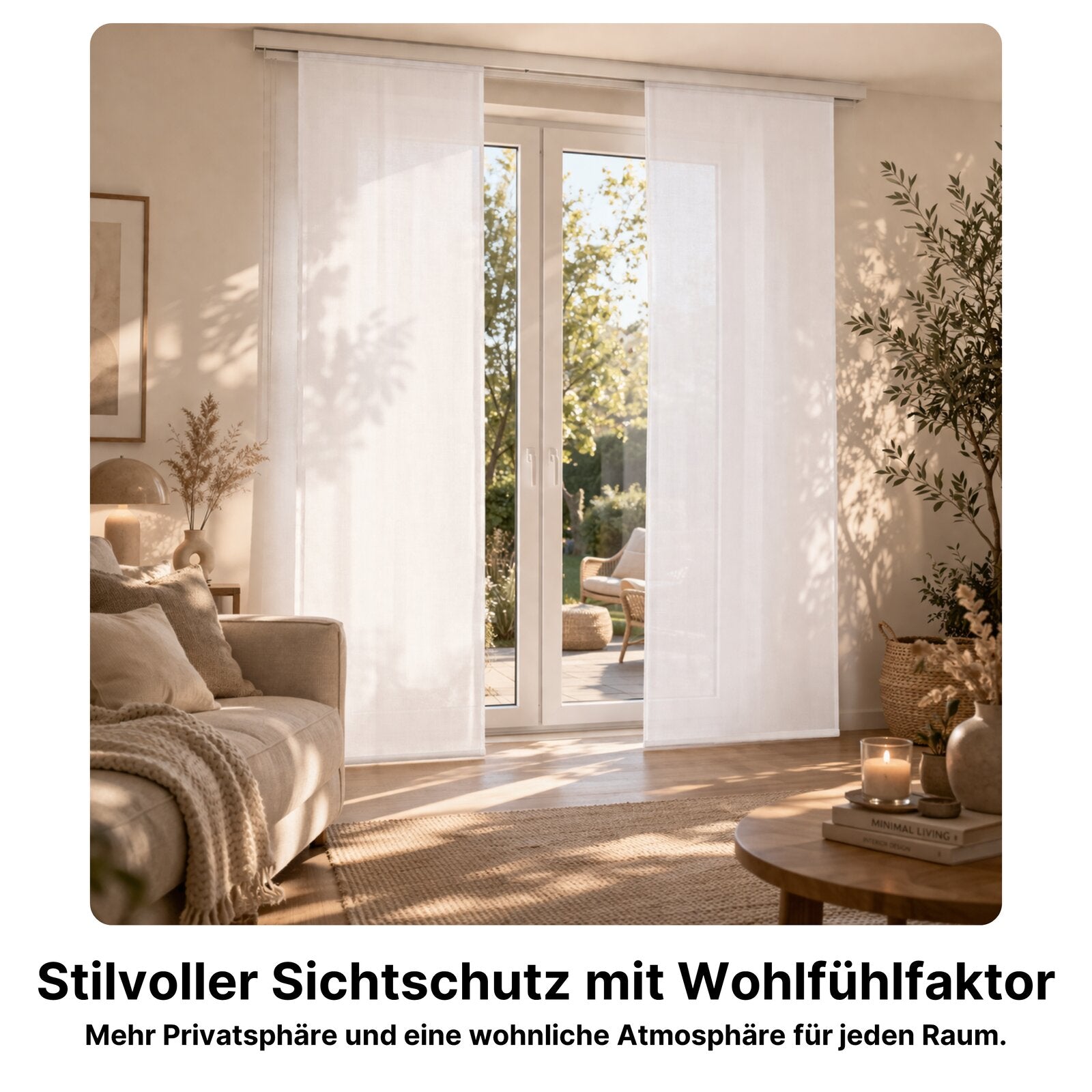 Schiebevorhang blickdicht 2er-Set mit Klettband – Moderner Flächenvorhang waschbar & pflegeleicht