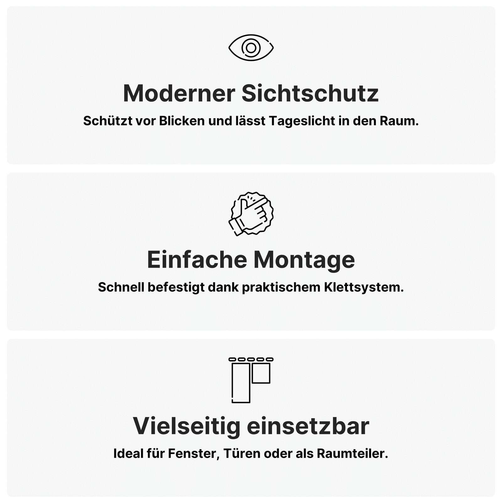 Schiebevorhang blickdicht 2er-Set mit Klettband – Moderner Flächenvorhang waschbar & pflegeleicht