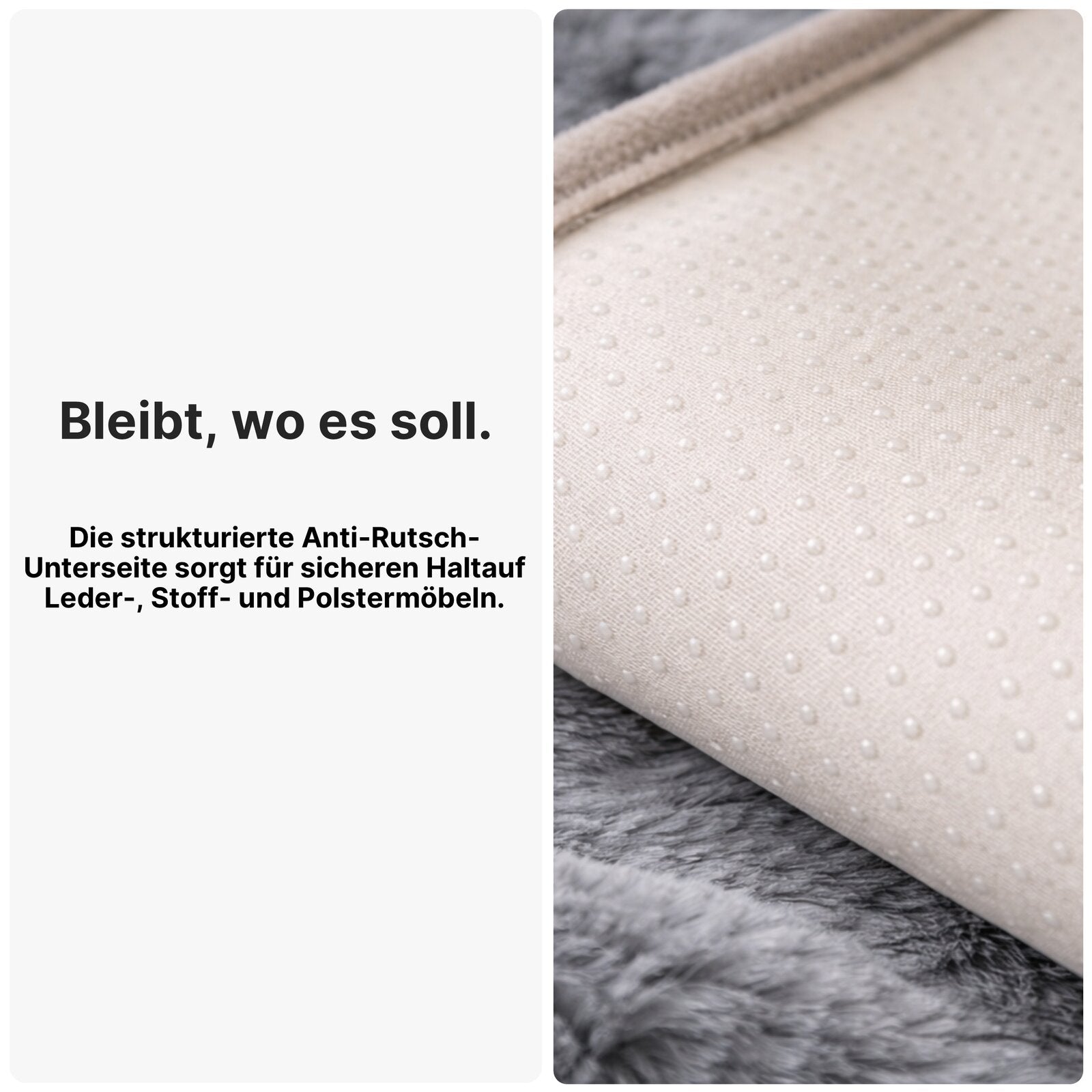 Plüsch Sofaüberwurf mit Anti-Rutsch-Unterseite – Einzelelement frei wählbar (Sitz, Rücken, Armlehne oder Kissenbezug)