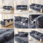 Plüsch Sofaüberwurf mit Anti-Rutsch-Unterseite – Einzelelement frei wählbar (Sitz, Rücken, Armlehne oder Kissenbezug)