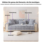 Plüsch Sofaüberwurf mit Anti-Rutsch-Unterseite – Einzelelement frei wählbar (Sitz, Rücken, Armlehne oder Kissenbezug)