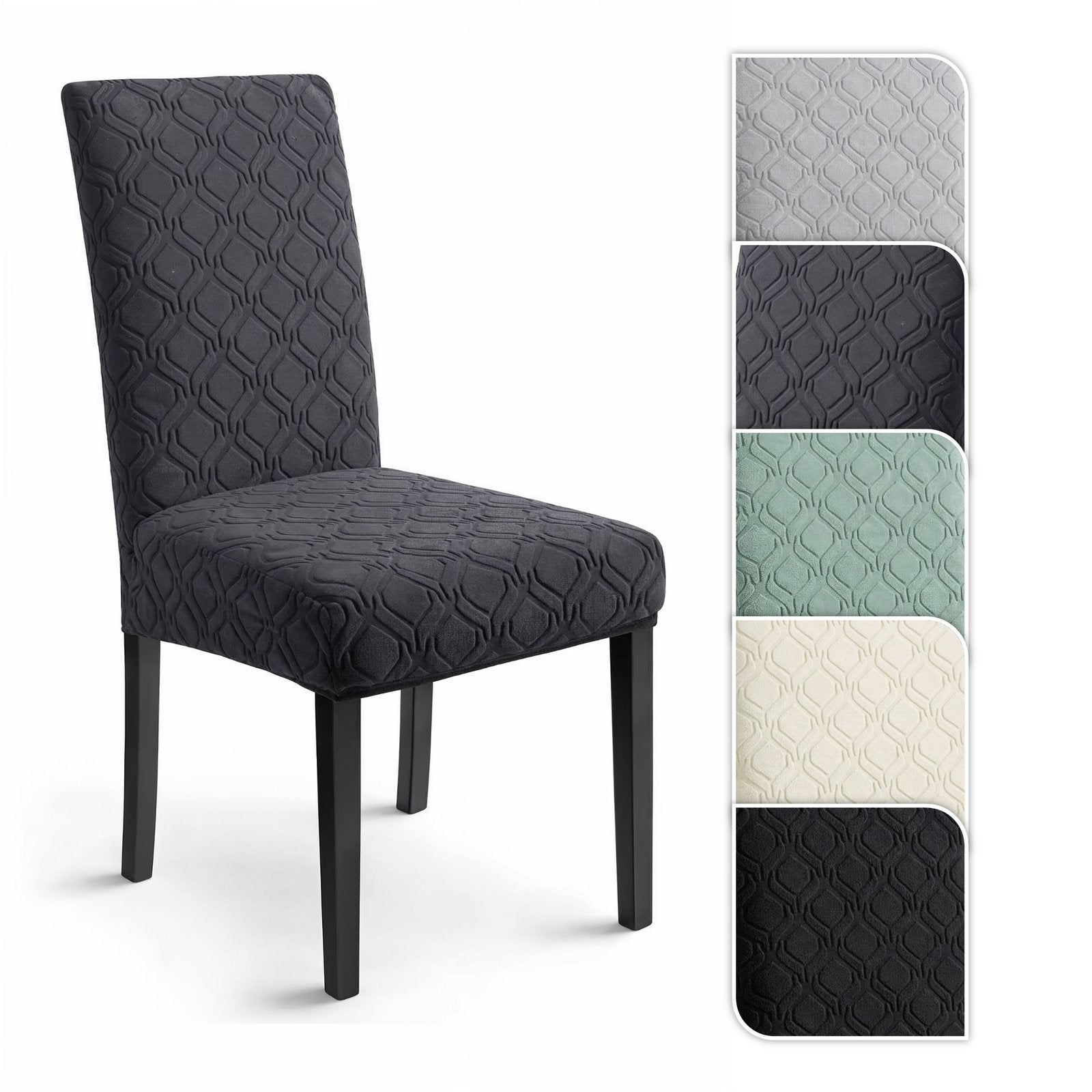 Stuhlhusse Stretch Esszimmerstuhl Bezug elastisch waschbar Jacquard Stuhlbezug universell passgenau