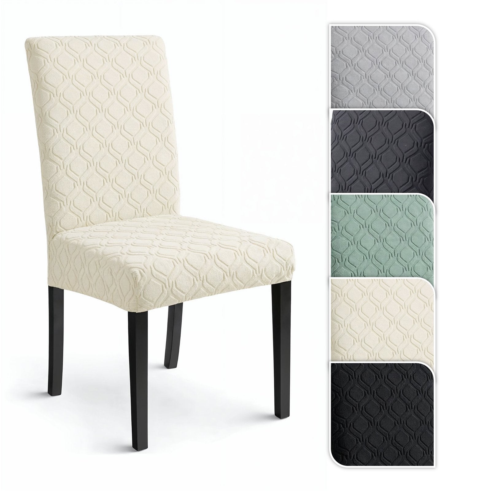 Stuhlhusse Stretch Esszimmerstuhl Bezug elastisch waschbar Jacquard Stuhlbezug universell passgenau