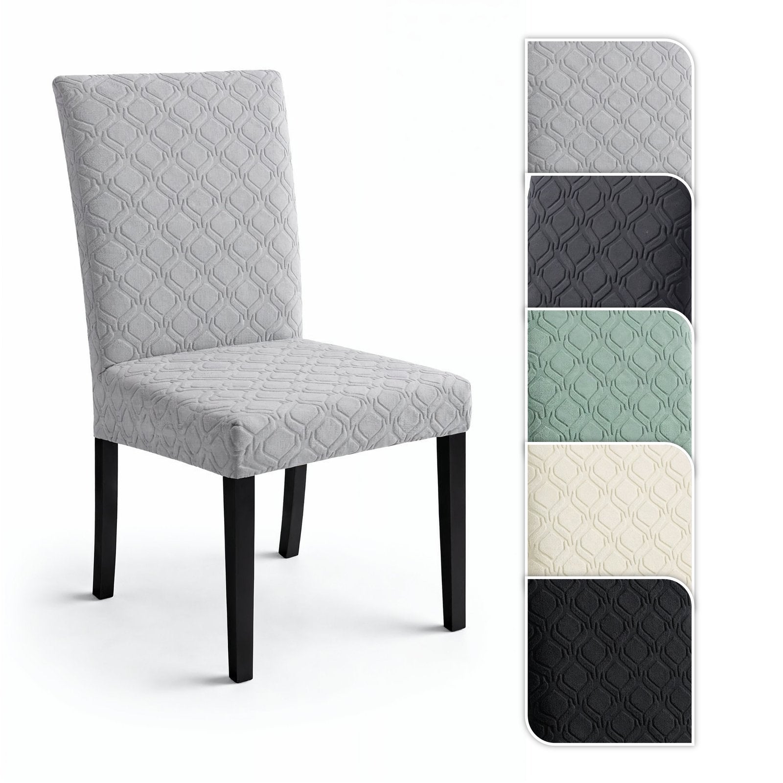 Stuhlhusse Stretch Esszimmerstuhl Bezug elastisch waschbar Jacquard Stuhlbezug universell passgenau