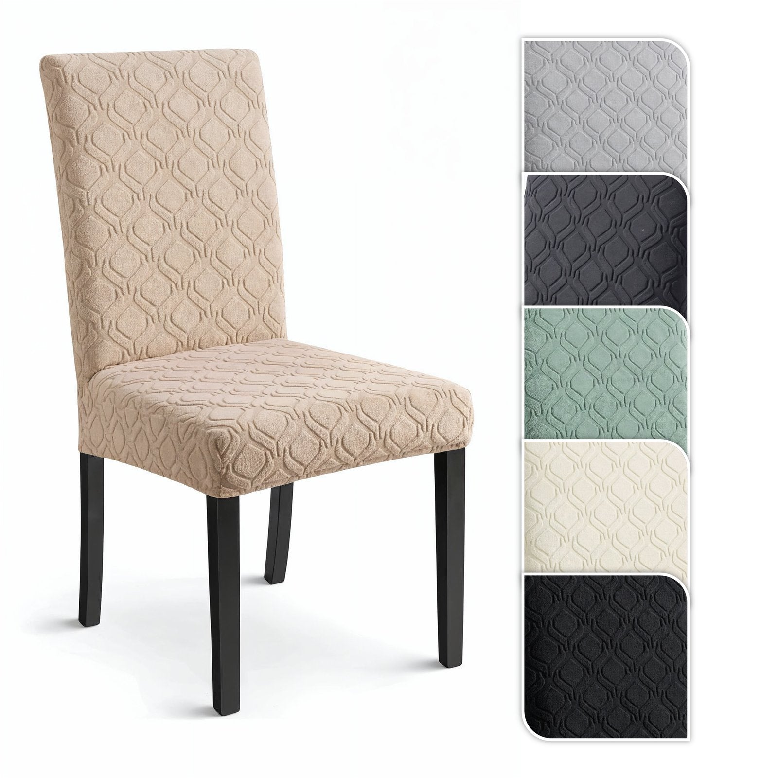 Stuhlhusse Stretch Esszimmerstuhl Bezug elastisch waschbar Jacquard Stuhlbezug universell passgenau