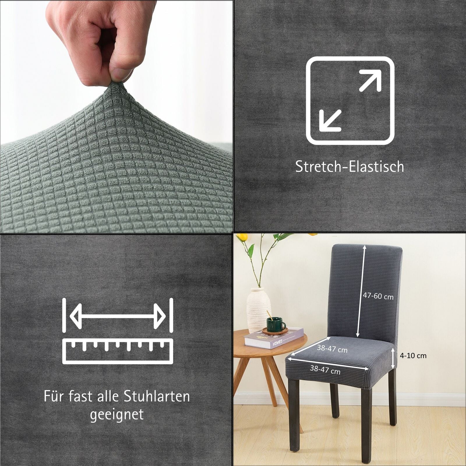 Stuhlhusse Universal Stretch Stuhlbezug Stuhlüberzug elastisch Spannbezug für Esszimmerstühle und Schwingstühle