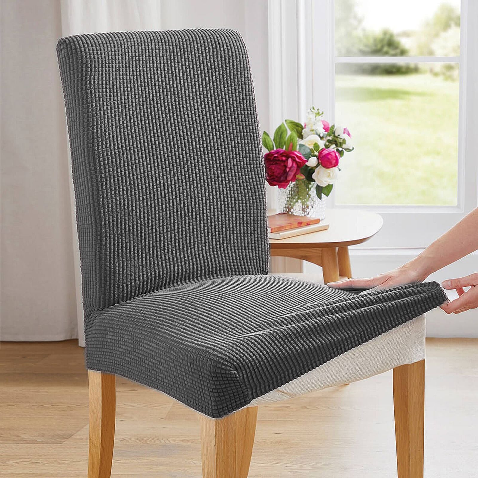 Stuhlhusse Universal Stretch Stuhlbezug Stuhlüberzug elastisch Spannbezug für Esszimmerstühle und Schwingstühle