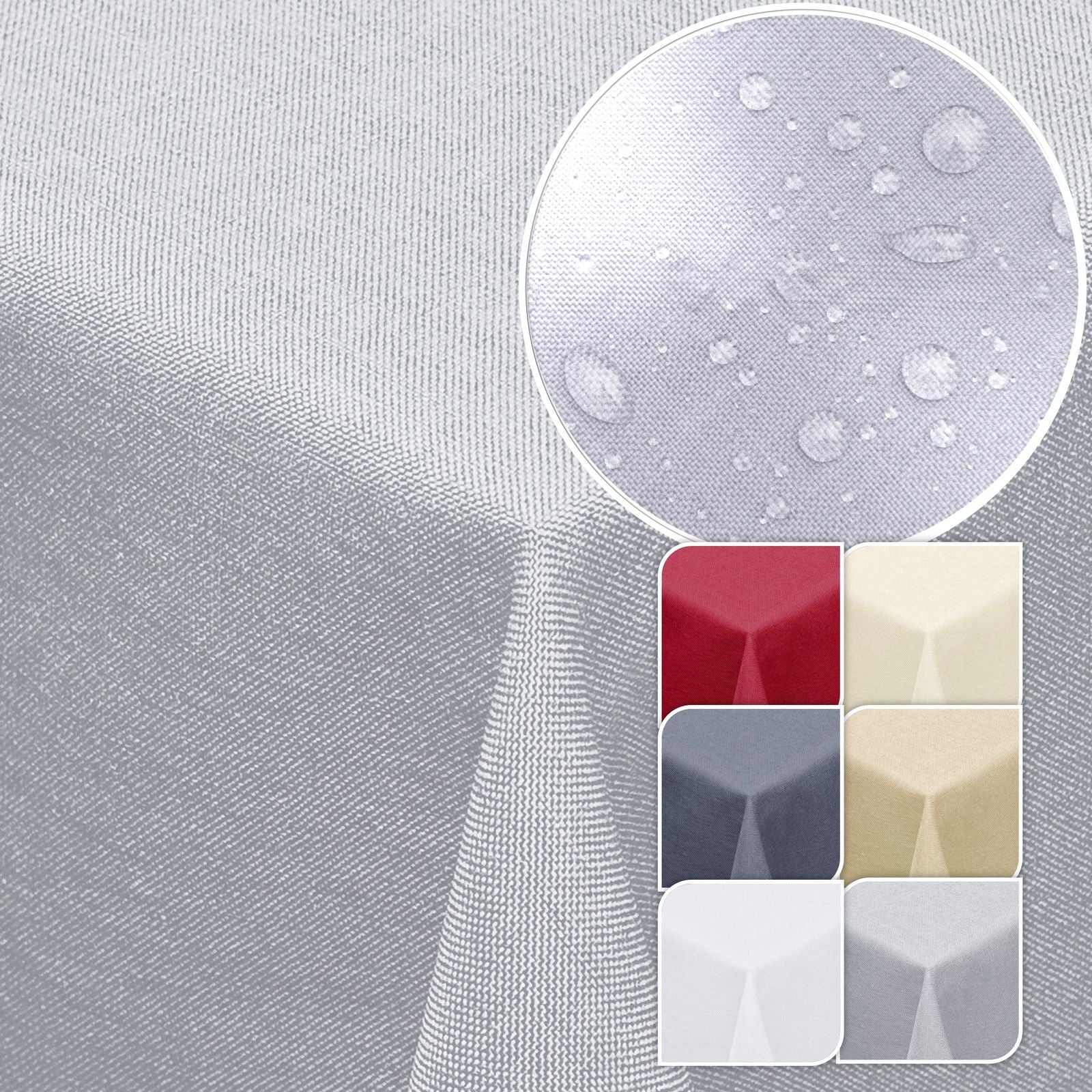 Tischdecke Gartentischdecke Leinen-Optik eckig rund oval mit Fleck-Schutz wasserabweisend easy-clean Effekt