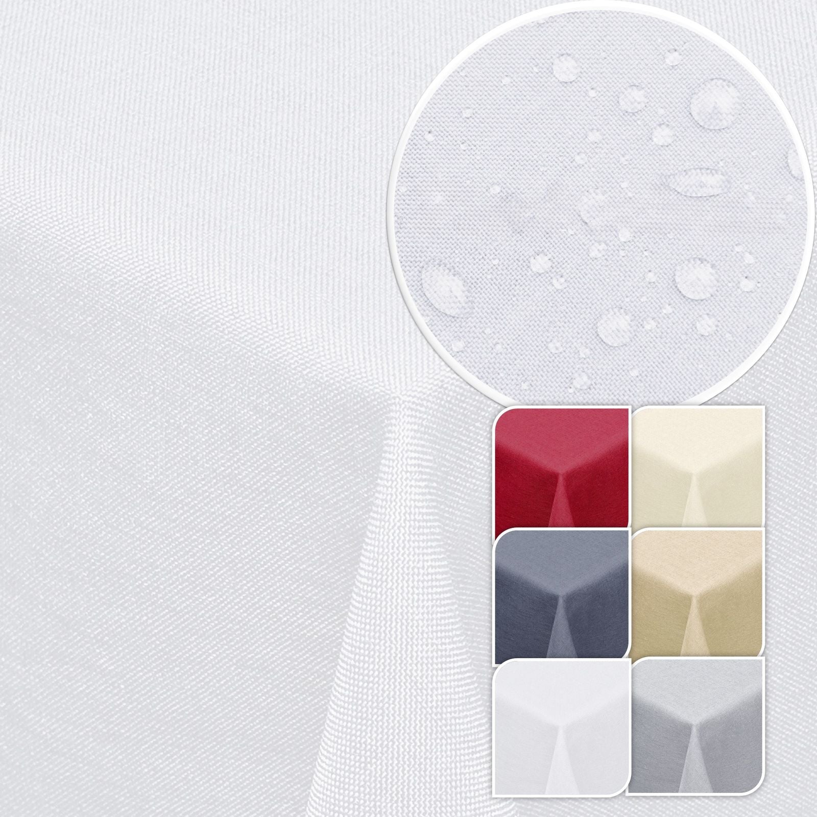 Tischdecke Gartentischdecke Leinen-Optik eckig rund oval mit Fleck-Schutz wasserabweisend easy-clean Effekt