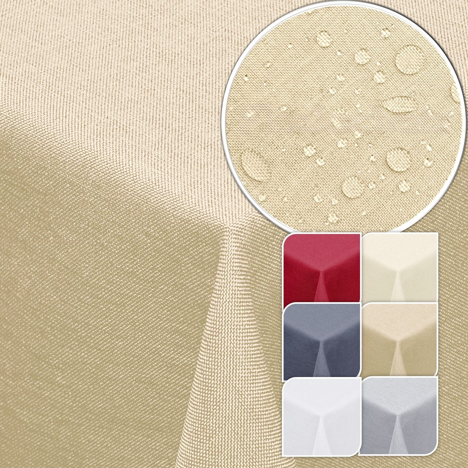 Tischdecke Gartentischdecke Leinen-Optik eckig rund oval mit Fleck-Schutz wasserabweisend easy-clean Effekt