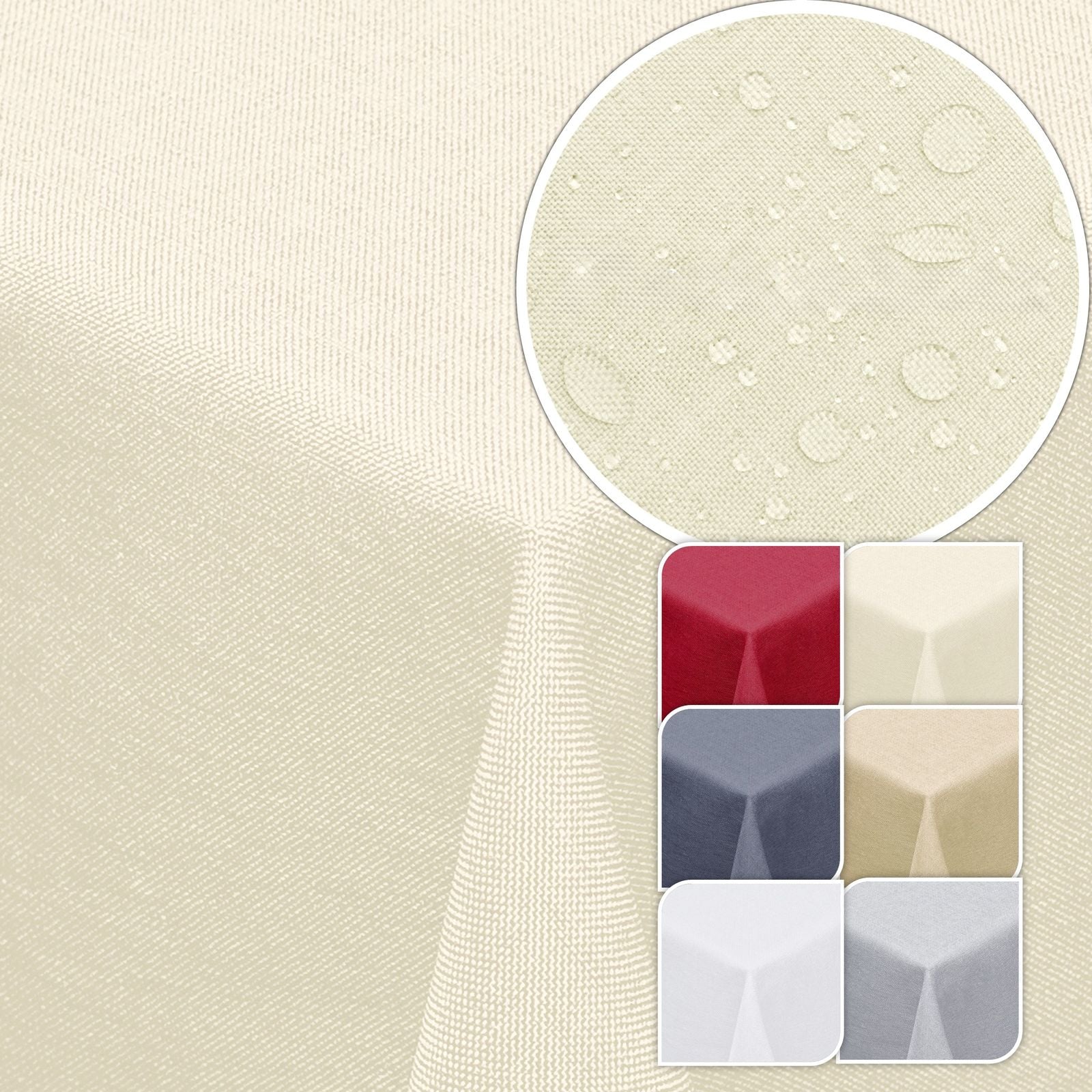 Tischdecke Gartentischdecke Leinen-Optik eckig rund oval mit Fleck-Schutz wasserabweisend easy-clean Effekt