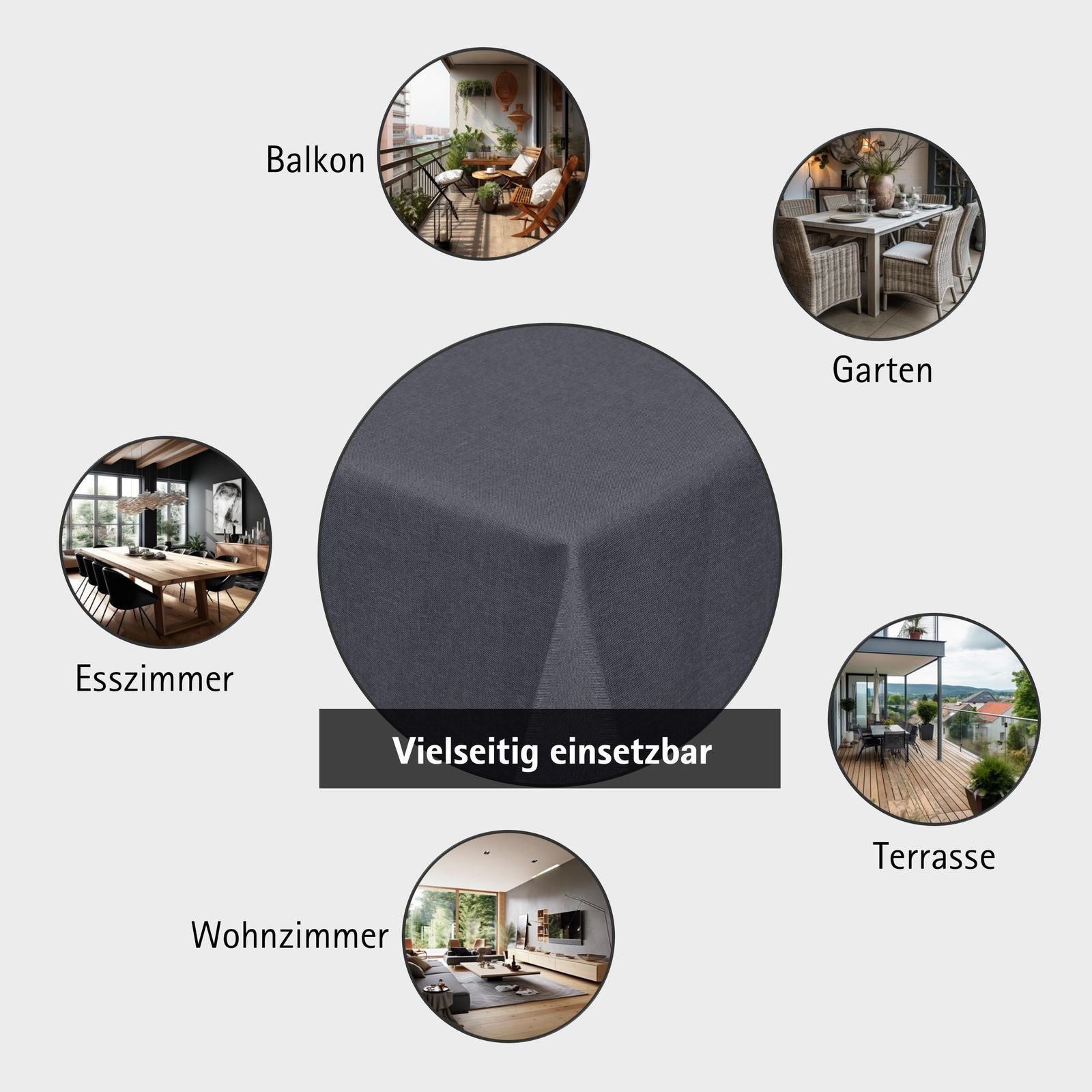 Tischdecke Gartentischdecke Leinen-Optik eckig rund oval mit Fleck-Schutz wasserabweisend easy-clean Effekt