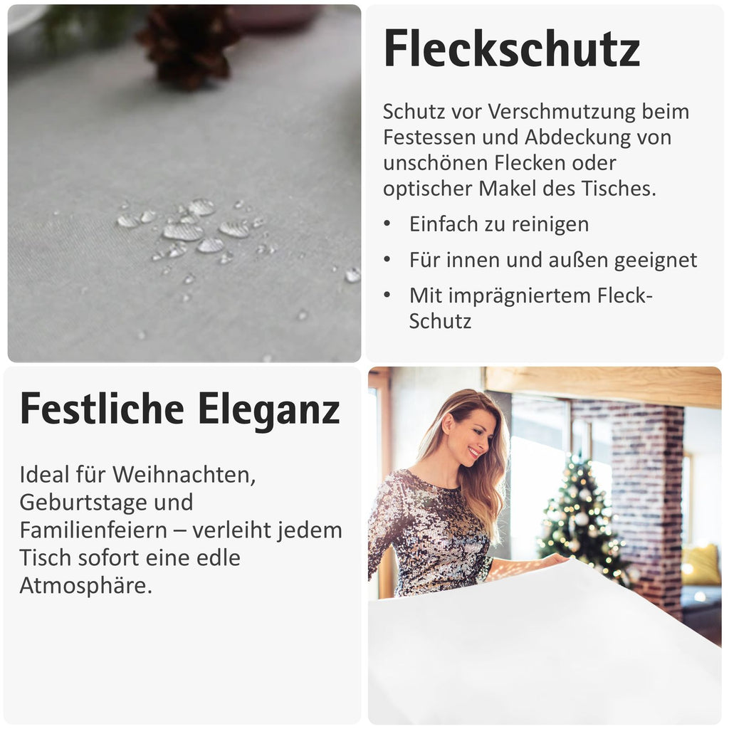 Tischdecke Gartentischdecke Leinen-Optik eckig rund oval mit Fleck-Schutz wasserabweisend easy-clean Effekt