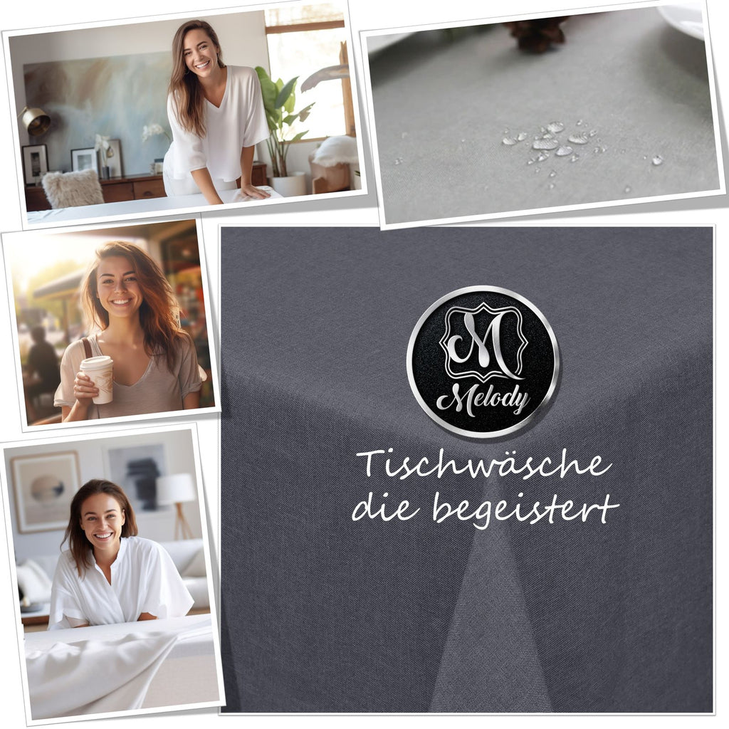 Tischdecke Gartentischdecke Leinen-Optik eckig rund oval mit Fleck-Schutz wasserabweisend easy-clean Effekt