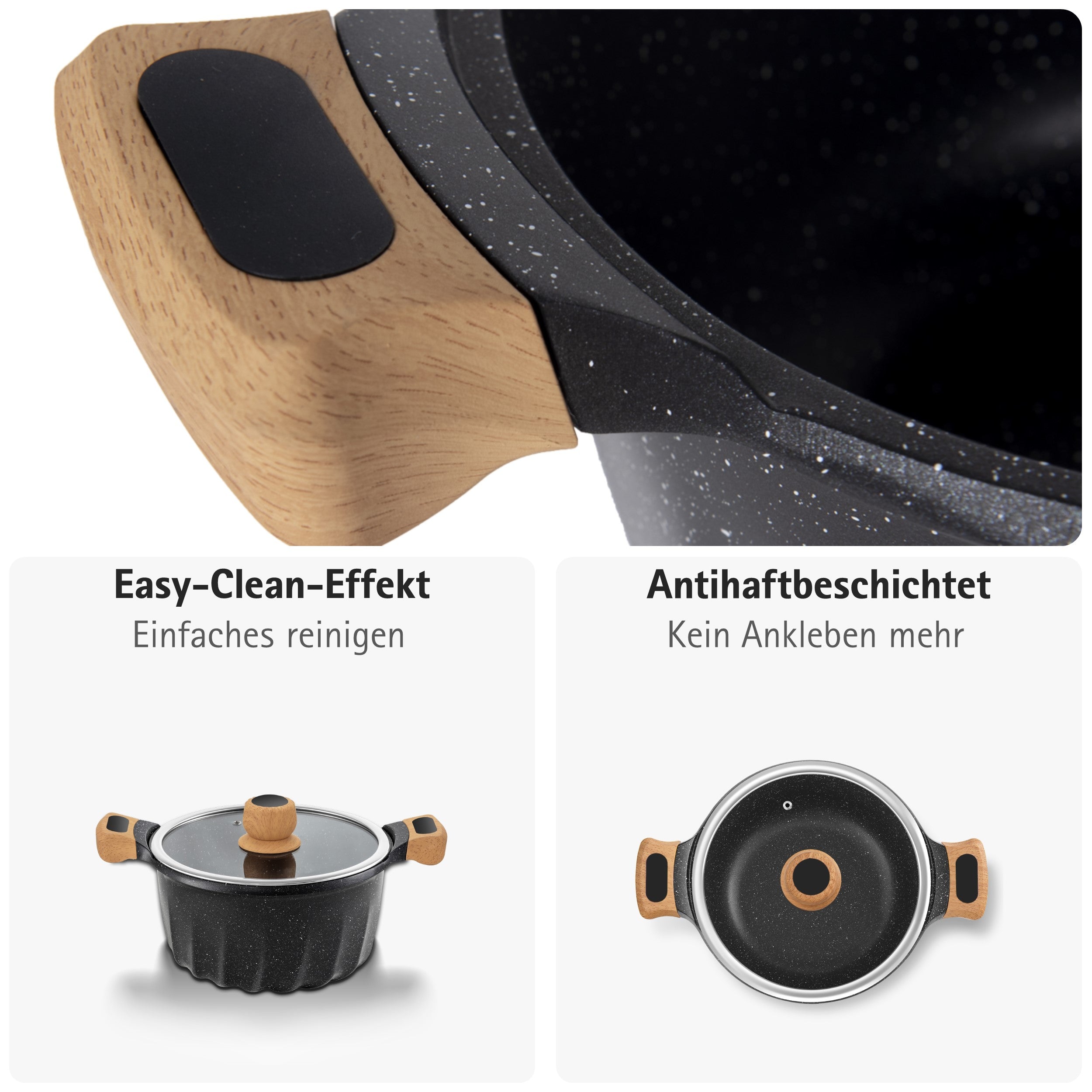 13-teiliges Kochtopf-Set Schwarz | Topfset Pfannenset Induktion | Kochtöpfe, Induktionspfannen, Pfanne 24 cm, Pfanne 28 cm | Kochtopf Induktion und Töpfe Set